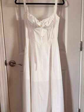 White Spaghetti Strap Maxi Dress with Tie-Front Bodice